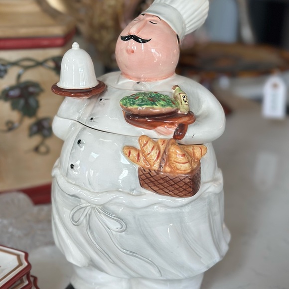 Certified International Chef Cookie Jar - White and Brown - Picture 1 of 6